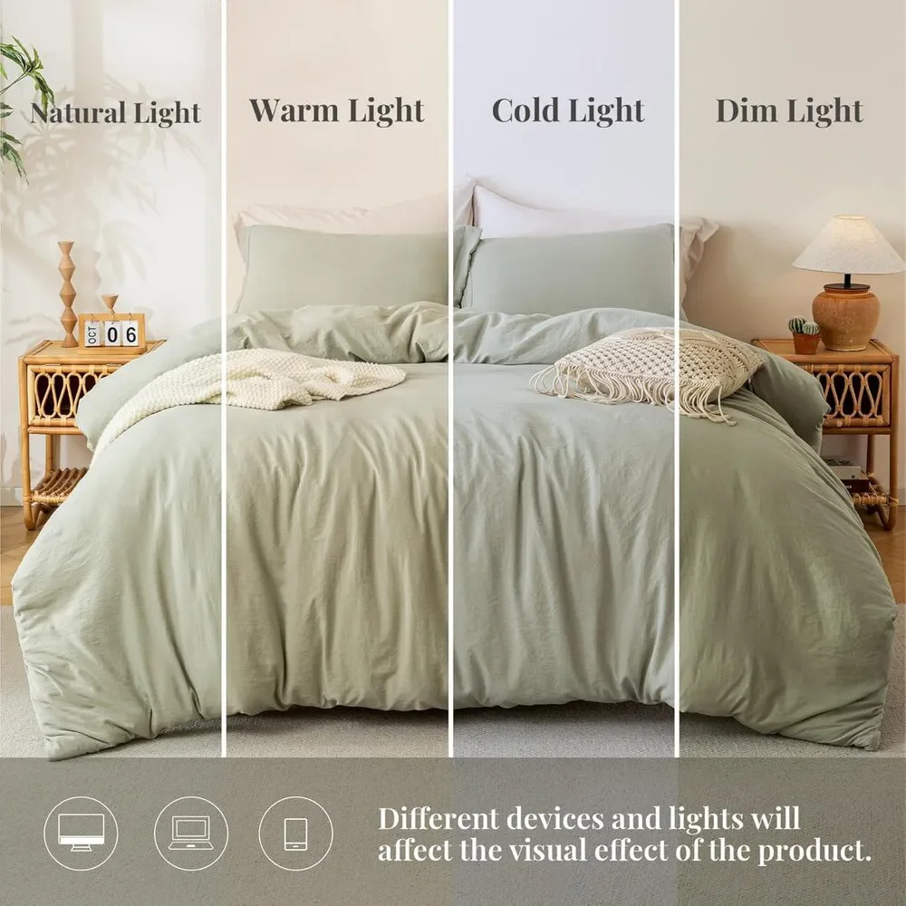 MILDLY Soft Duvet Cover - 100% Washed Microfiber October Mist Sage FULL 80X90